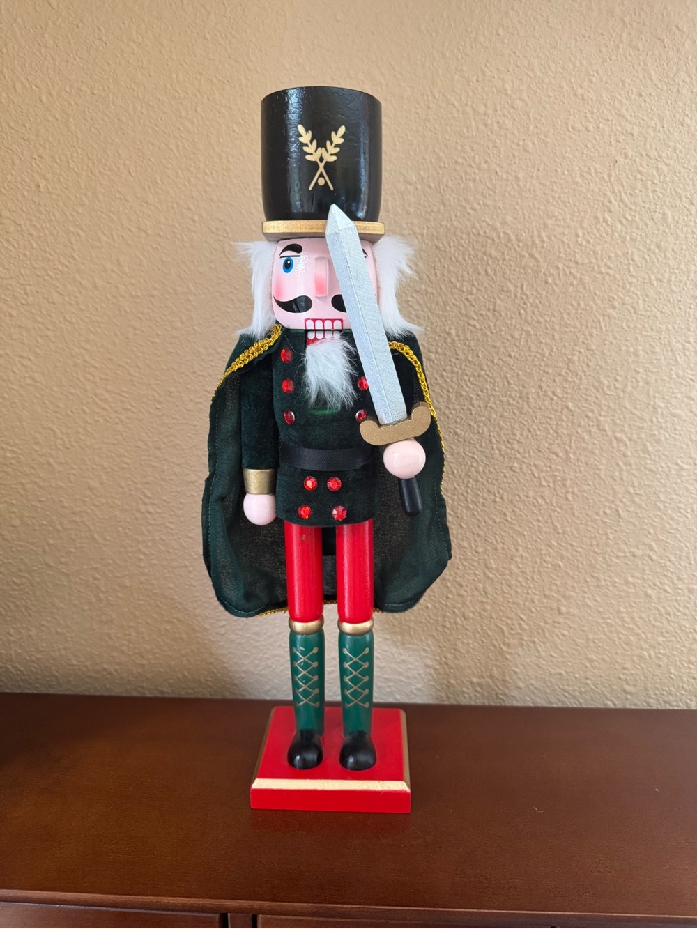 Collectible traditional decorative wooden nutcracker soldier figurine